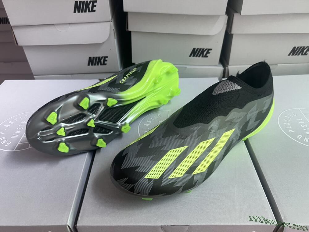 Adidas X Crazyfast+ FG Firm Ground Soccer Cleats - Grey/Black/Green