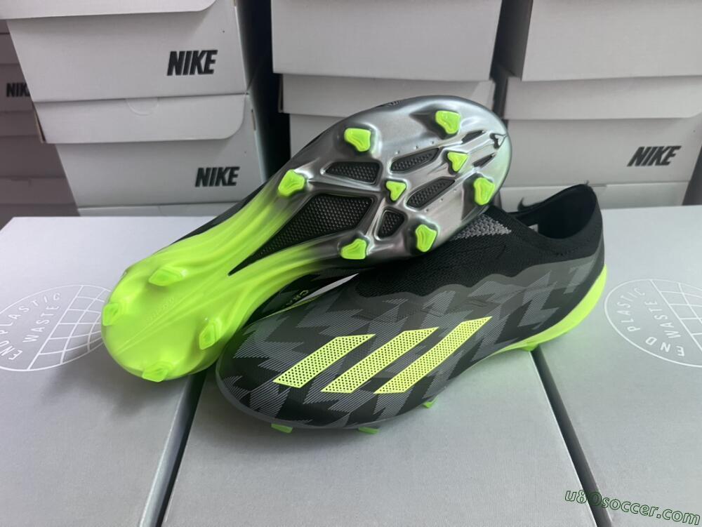 Adidas X Crazyfast+ FG Firm Ground Soccer Cleats - Grey/Black/Green