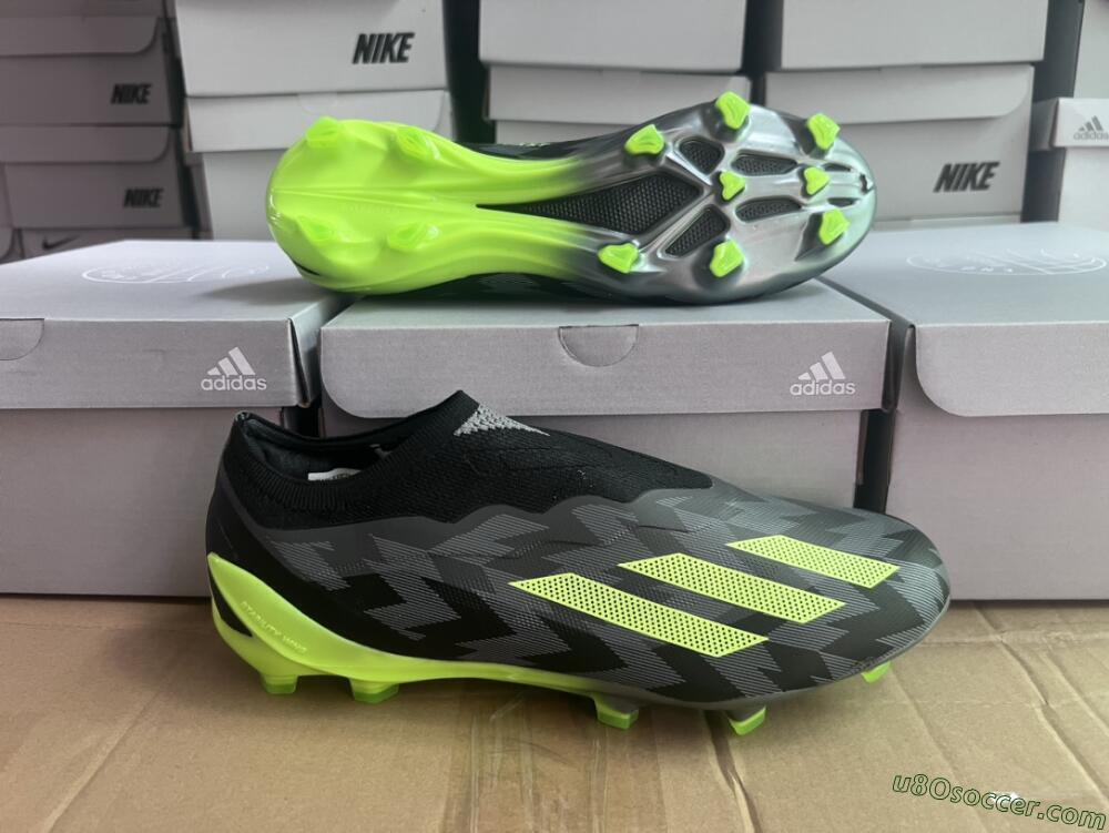 Adidas X Crazyfast+ FG Firm Ground Soccer Cleats - Grey/Black/Green