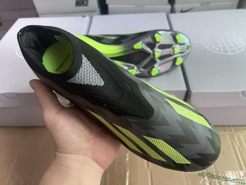 Adidas X Crazyfast+ FG Firm Ground Soccer Cleats - Grey/Black/Green