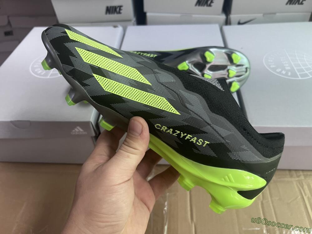 Adidas X Crazyfast+ FG Firm Ground Soccer Cleats - Grey/Black/Green