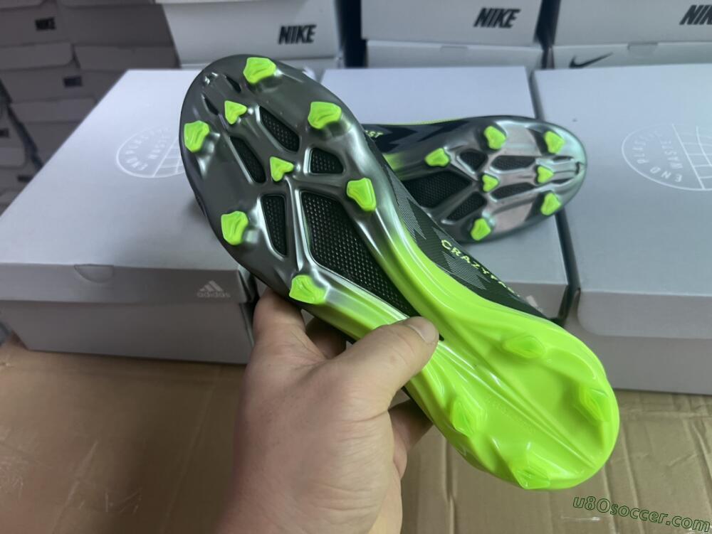 Adidas X Crazyfast+ FG Firm Ground Soccer Cleats - Grey/Black/Green