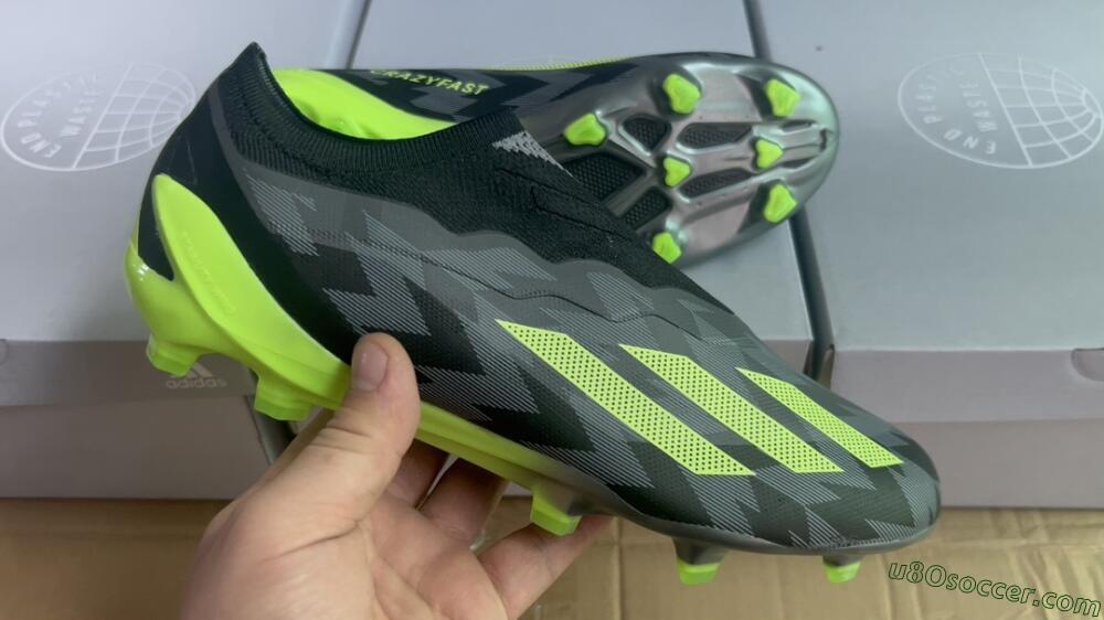 Adidas X Crazyfast+ FG Firm Ground Soccer Cleats - Grey/Black/Green