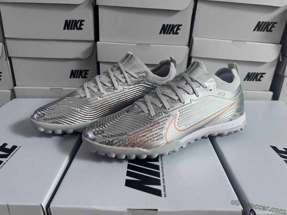 Nike Air Zoom Mercurial Vapor 15 Pro TF Artificial Turf Soccer Shoes - Silver/Gold/Black