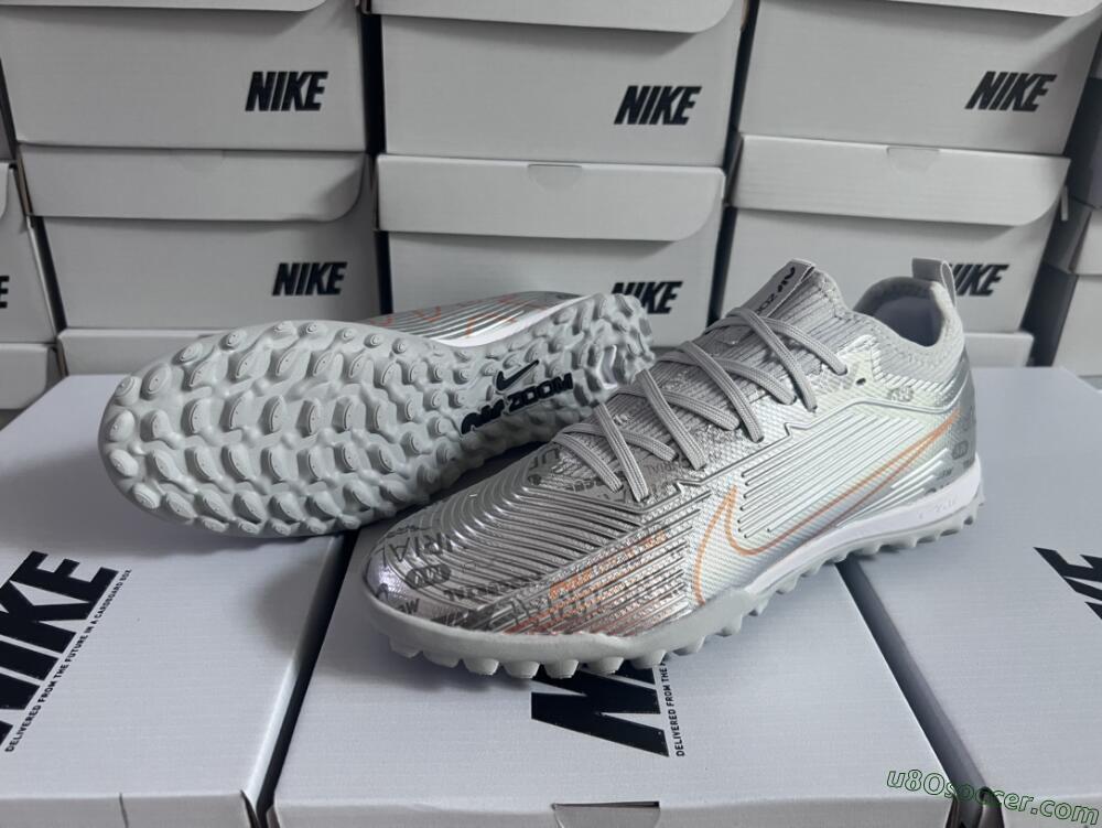 Nike Air Zoom Mercurial Vapor 15 Pro TF Artificial Turf Soccer Shoes - Silver/Gold/Black