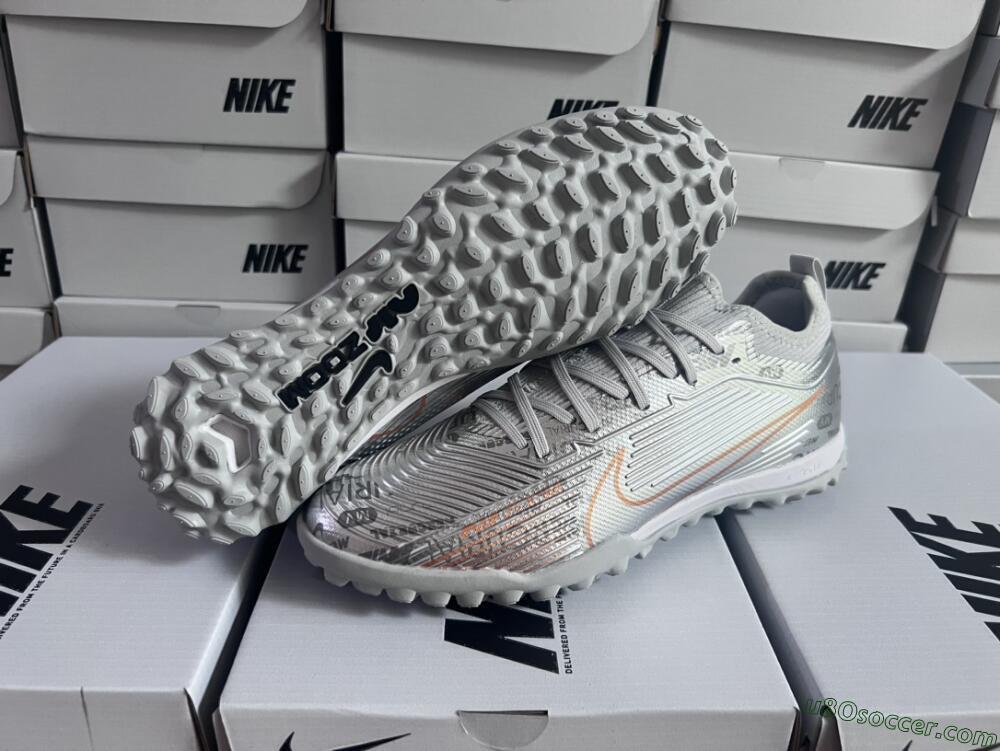Nike Air Zoom Mercurial Vapor 15 Pro TF Artificial Turf Soccer Shoes - Silver/Gold/Black
