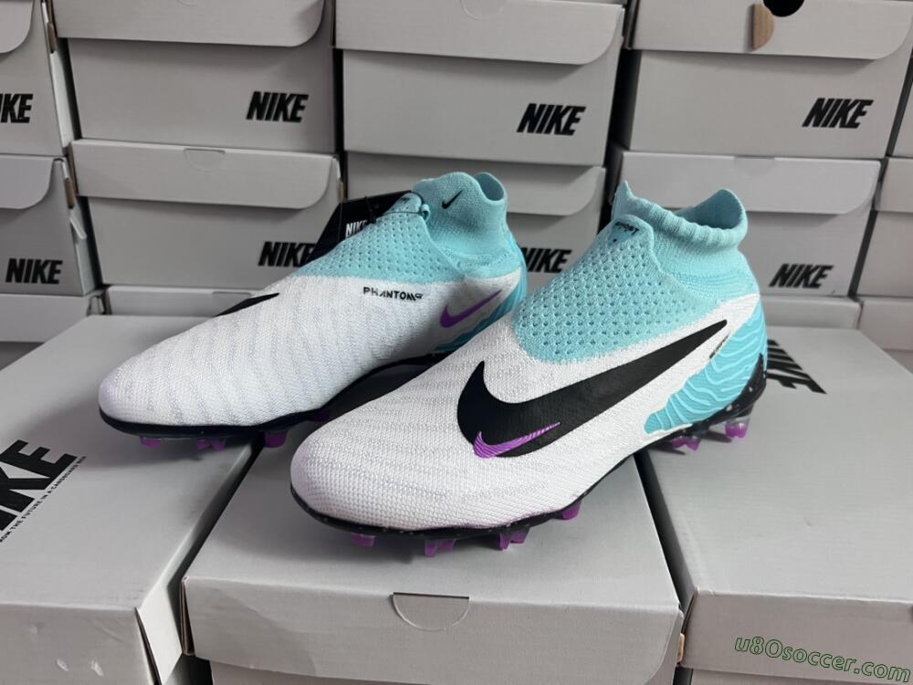 Nike Phantom GX Elite DF FG Firm Ground Soccer Cleats - White/Purple/Jade