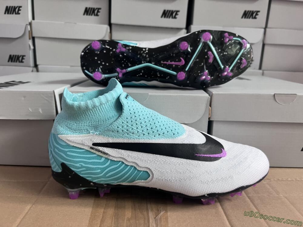 Nike Phantom GX Elite DF FG Firm Ground Soccer Cleats - White/Purple/Jade