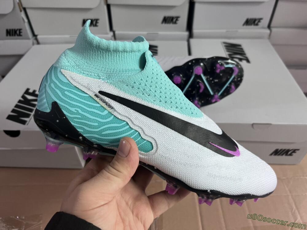 Nike Phantom GX Elite DF FG Firm Ground Soccer Cleats - White/Purple/Jade