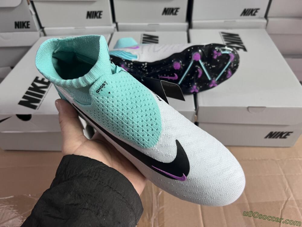 Nike Phantom GX Elite DF FG Firm Ground Soccer Cleats - White/Purple/Jade