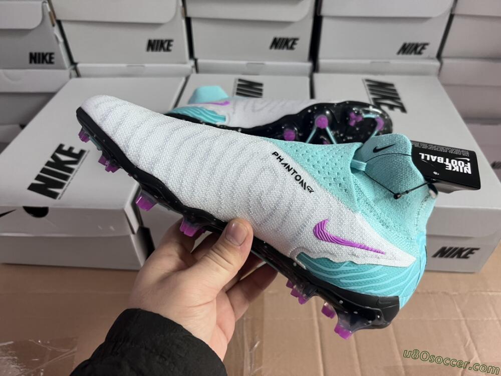 Nike Phantom GX Elite DF FG Firm Ground Soccer Cleats - White/Purple/Jade