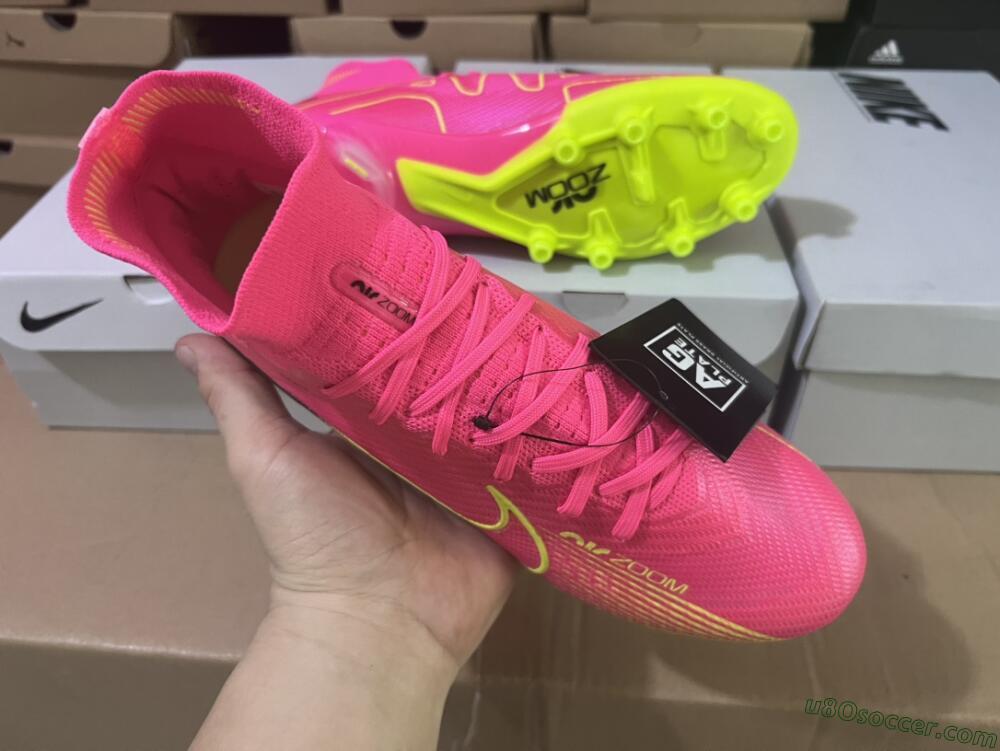 Nike Zoom Superfly 9 Elite SE AG Artificial Grass Soccer Cleats - Pink/Green