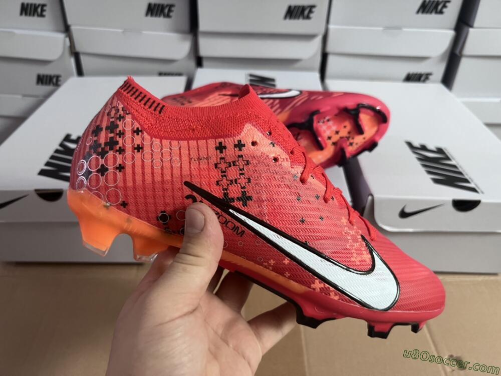 Nike AIR Zoom Mercurial Vapor 15 Elite FG Firm Ground Soccer Cleats - Orange/White/Black