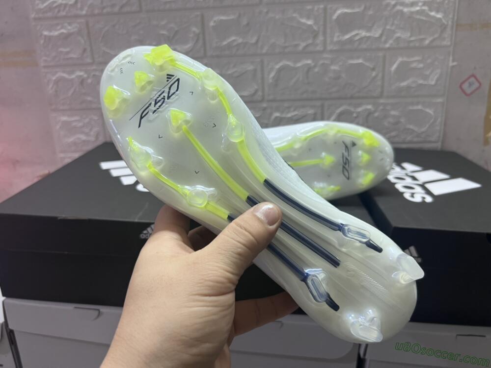 Adidas F50 Adizero FG Firm Ground Soccer Cleats - White/Black/Yellow