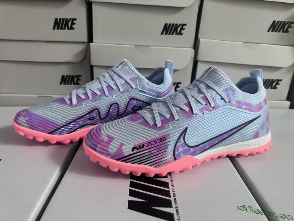 Nike Air Zoom Mercurial Vapor 15 Pro TF Artificial Turf Soccer Shoes - Silver/Purple/Red