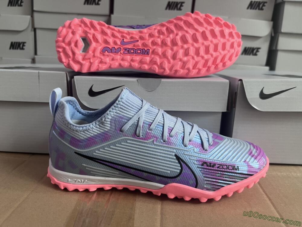 Nike Air Zoom Mercurial Vapor 15 Pro TF Artificial Turf Soccer Shoes - Silver/Purple/Red