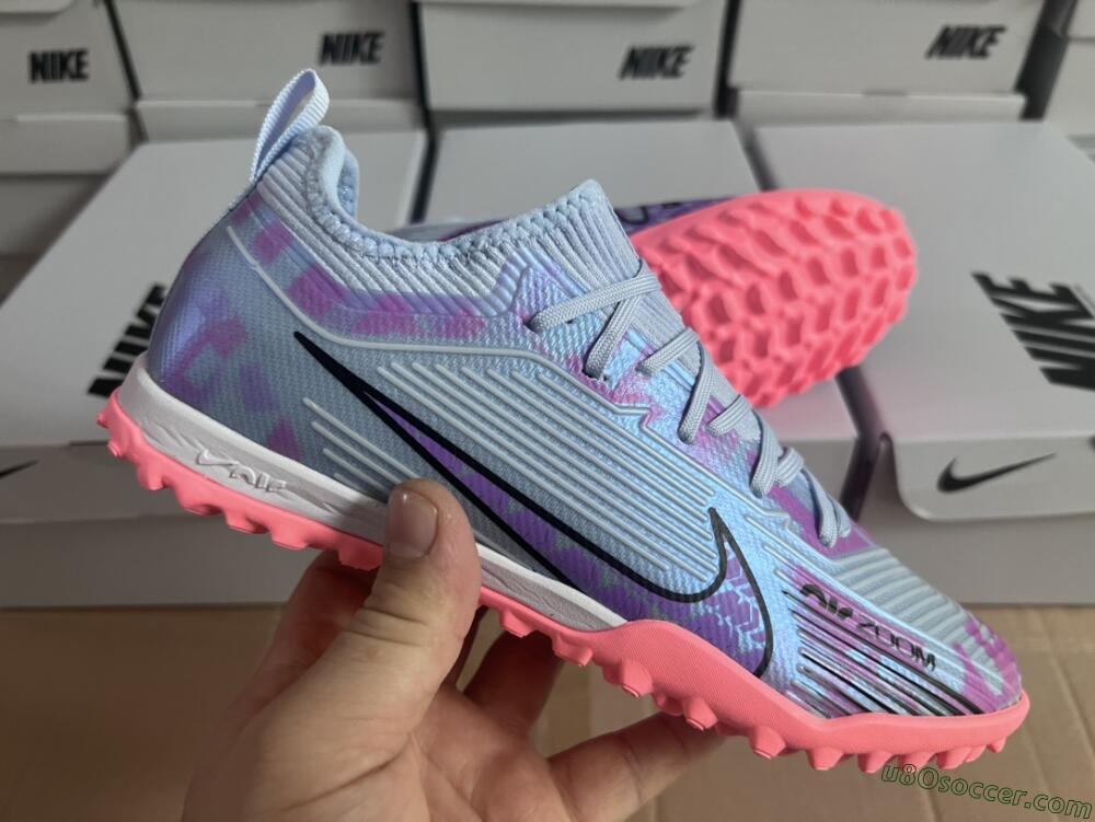 Nike Air Zoom Mercurial Vapor 15 Pro TF Artificial Turf Soccer Shoes - Silver/Purple/Red