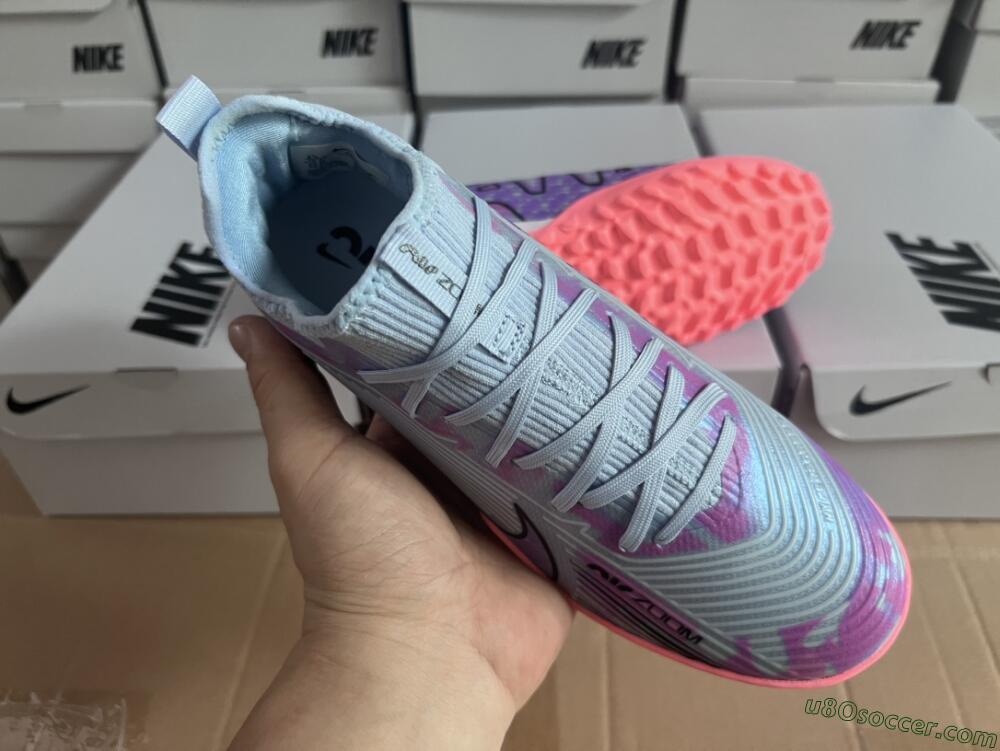 Nike Air Zoom Mercurial Vapor 15 Pro TF Artificial Turf Soccer Shoes - Silver/Purple/Red