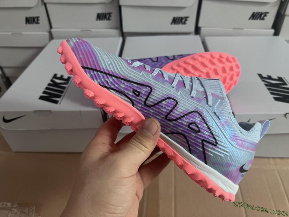 Nike Air Zoom Mercurial Vapor 15 Pro TF Artificial Turf Soccer Shoes - Silver/Purple/Red