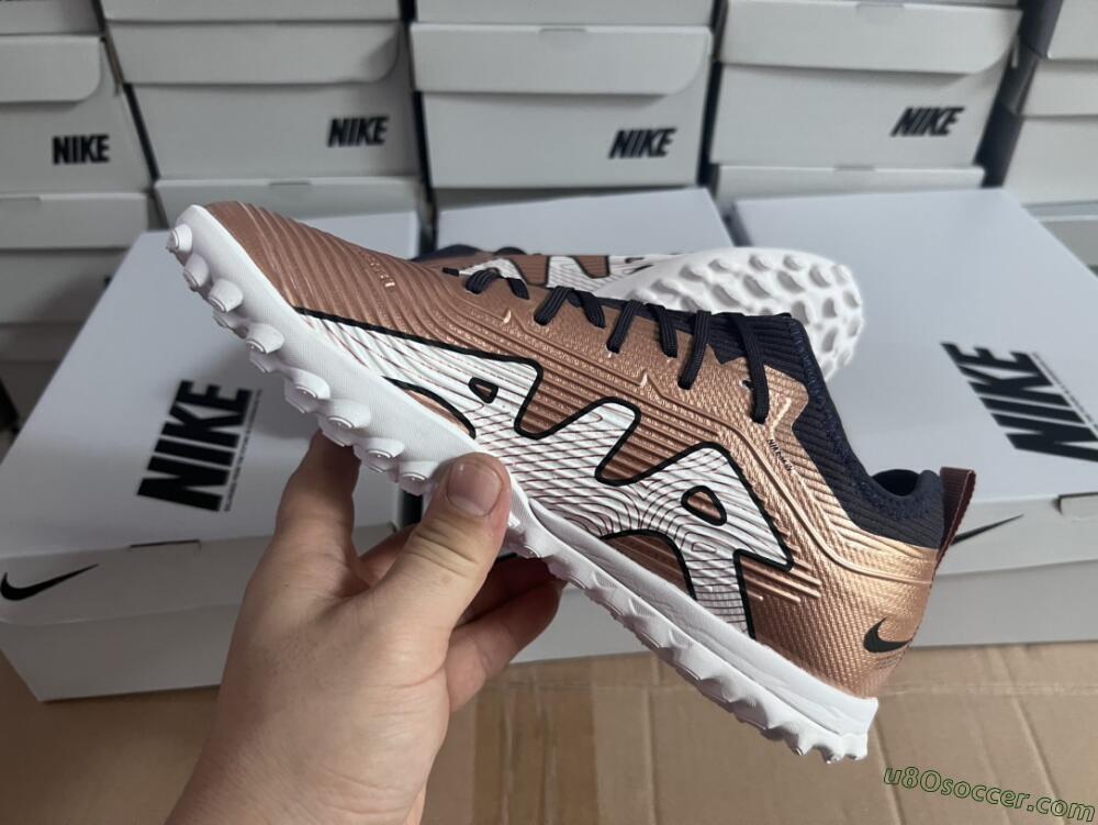 Nike Air Zoom Mercurial Vapor 15 Pro TF Artificial Turf Soccer Shoes - Rose Gold/Black/White