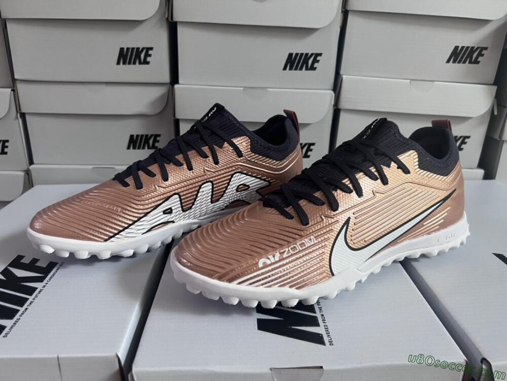 Nike Air Zoom Mercurial Vapor 15 Pro TF Artificial Turf Soccer Shoes - Rose Gold/Black/White