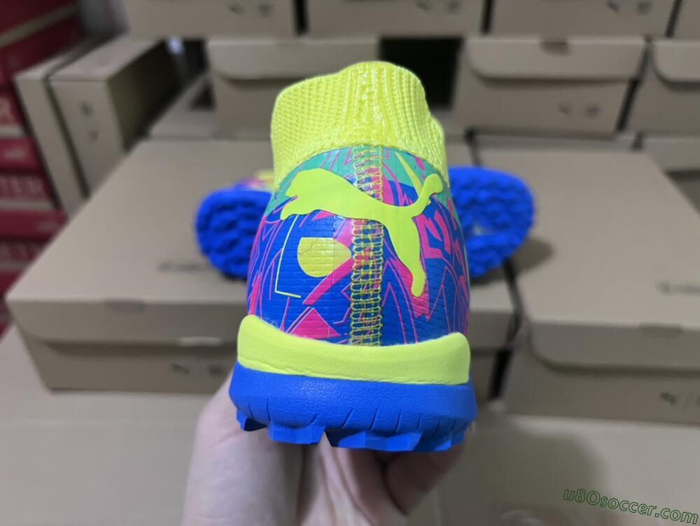 Puma Future X Powercat Tokyo Match TF Artificial Turf Soccer Shoes - Blue/Yellow/Pink