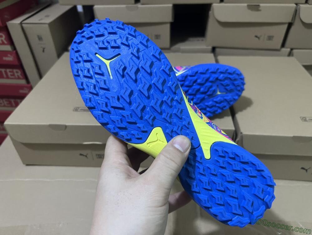 Puma Future X Powercat Tokyo Match TF Artificial Turf Soccer Shoes - Blue/Yellow/Pink
