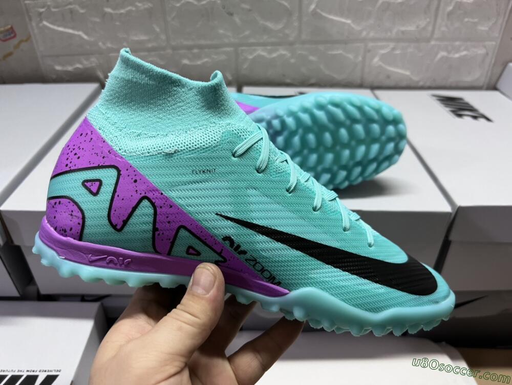 Nike Air Zoom Mercurial Superfly 9 Elite TF Artificial Turf Soccer Shoes - Blue/Black/Purple