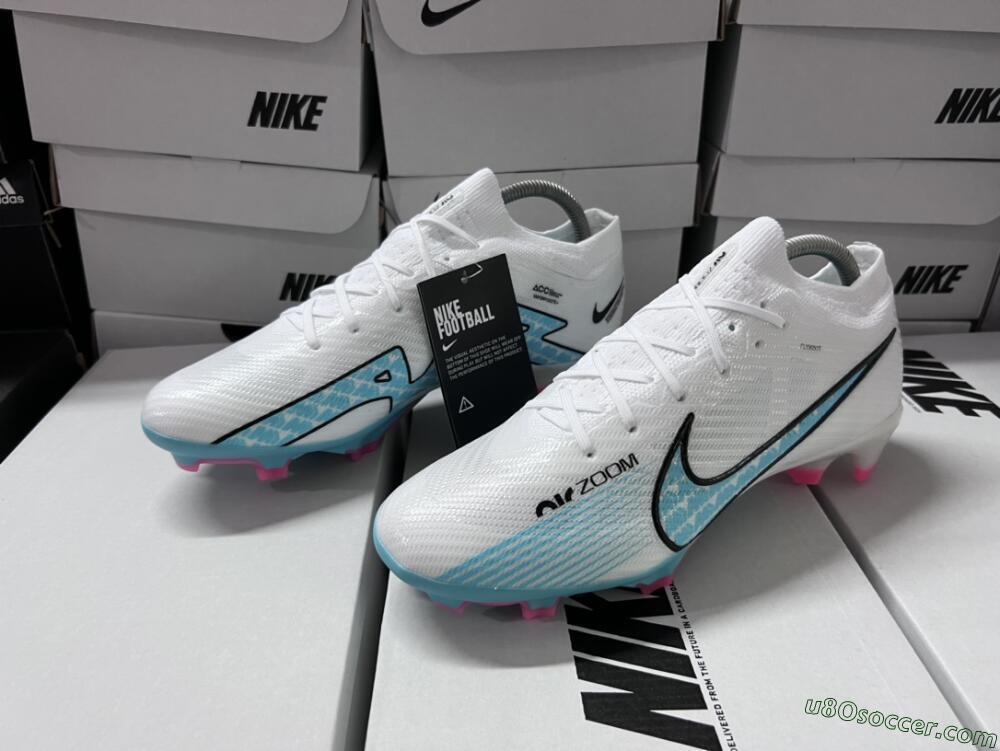 Nike Air Zoom Mercurial Vapor 15 Elite FG Firm Ground Soccer Cleats - White/Blue/Pink