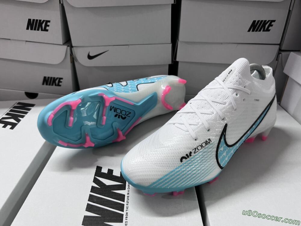 Nike Air Zoom Mercurial Vapor 15 Elite FG Firm Ground Soccer Cleats - White/Blue/Pink