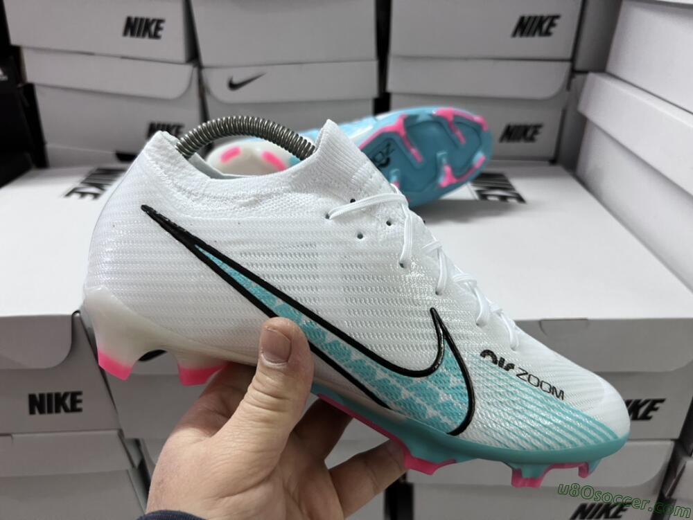 Nike Air Zoom Mercurial Vapor 15 Elite FG Firm Ground Soccer Cleats - White/Blue/Pink