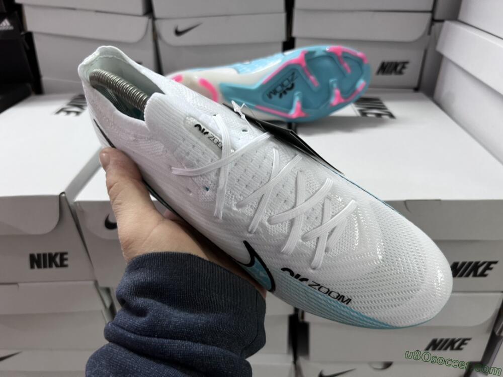 Nike Air Zoom Mercurial Vapor 15 Elite FG Firm Ground Soccer Cleats - White/Blue/Pink