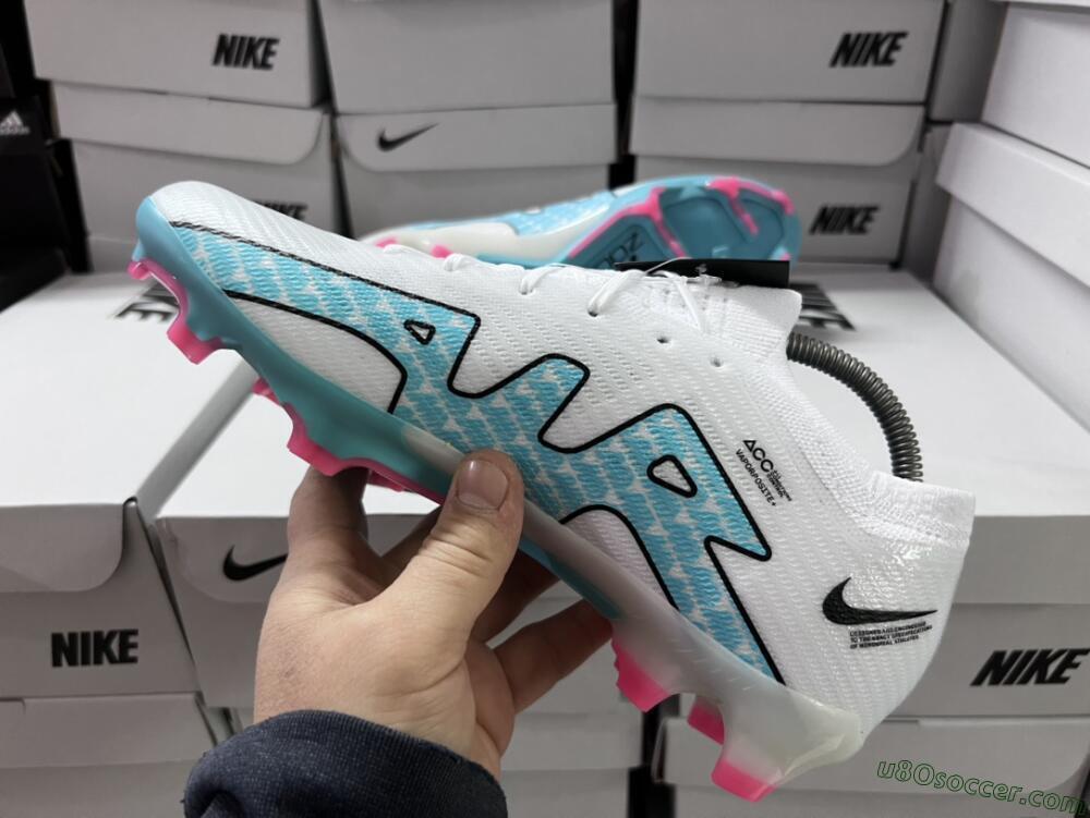 Nike Air Zoom Mercurial Vapor 15 Elite FG Firm Ground Soccer Cleats - White/Blue/Pink