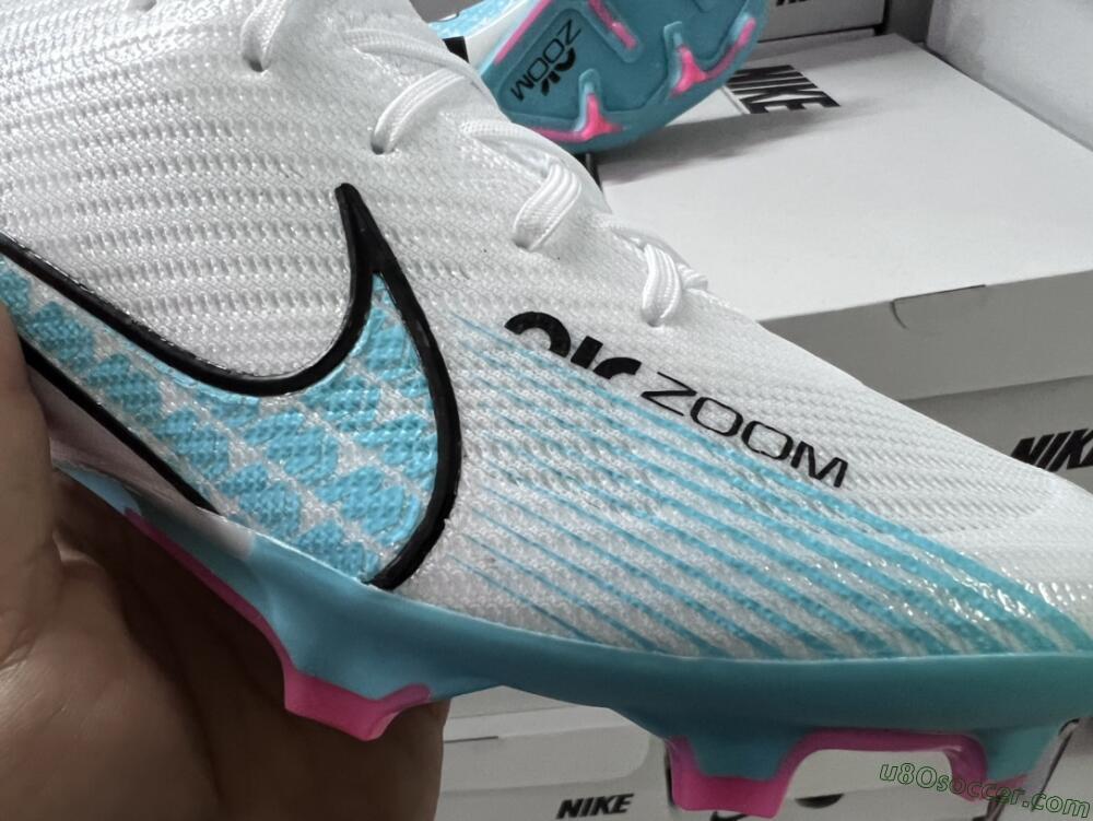 Nike Air Zoom Mercurial Vapor 15 Elite FG Firm Ground Soccer Cleats - White/Blue/Pink