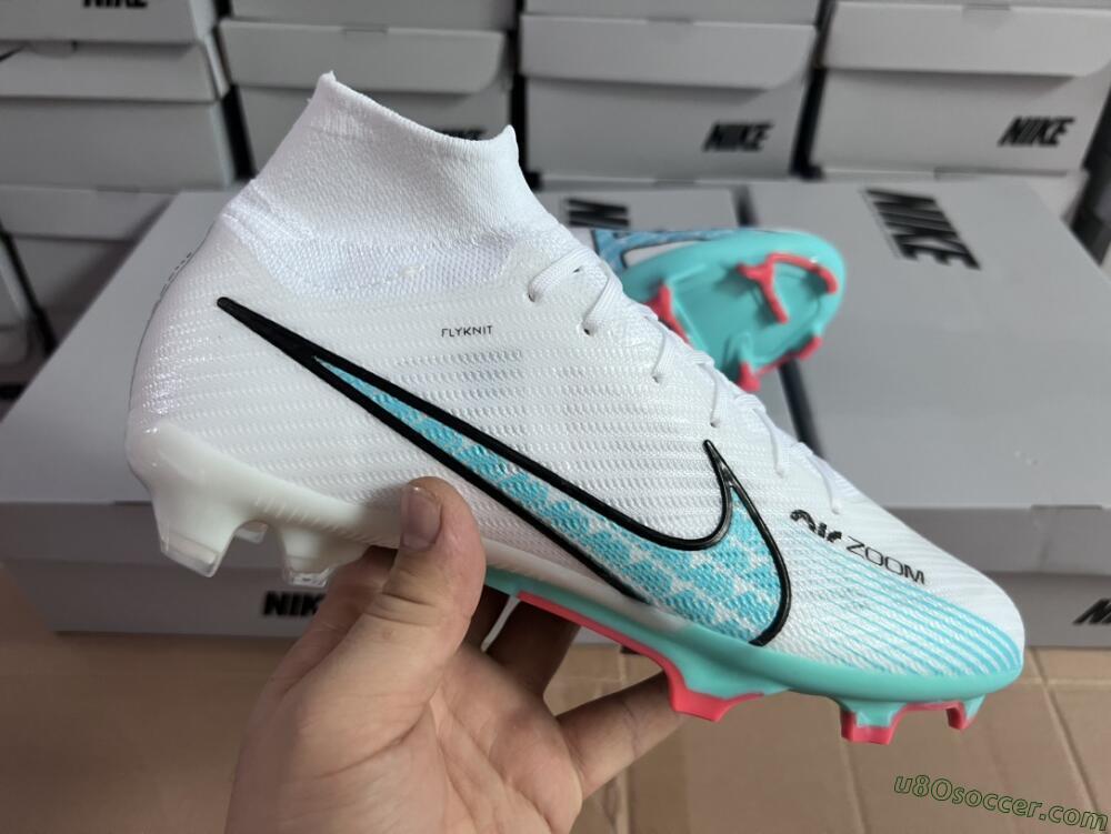 Nike Air Zoom Mercurial Superfly 9 Elite FG Firm Ground Soccer Cleats - White/Blue/Black