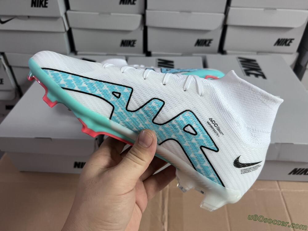 Nike Air Zoom Mercurial Superfly 9 Elite FG Firm Ground Soccer Cleats - White/Blue/Black