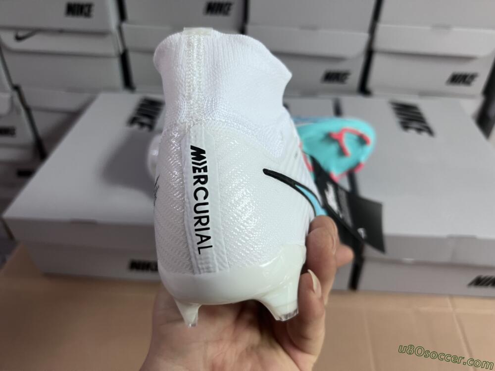 Nike Air Zoom Mercurial Superfly 9 Elite FG Firm Ground Soccer Cleats - White/Blue/Black