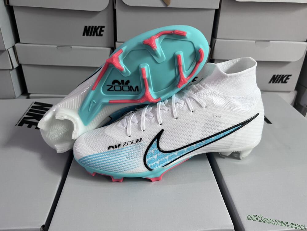 Nike Air Zoom Mercurial Superfly 9 Elite FG Firm Ground Soccer Cleats - White/Blue/Black
