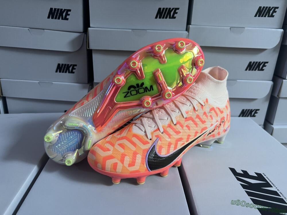 Nike Air Zoom Mercurial Superfly 9 Elite AG Artificial Grass Soccer Cleats - Pink/Black/Purple
