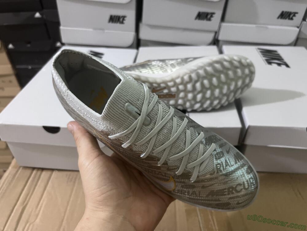 Nike Air Zoom Mercurial Vapor 15 Elite TF Artificial Turf Soccer Shoes - Silver/Gold