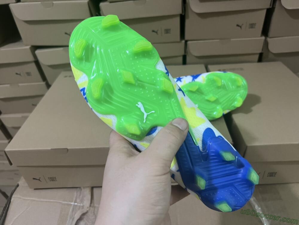 Puma Future Ultimate DNA FG Firm Ground Soccer Cleats - White/Blue/Yellow/Green