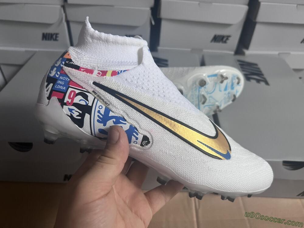 Harry Kane x Nike Phantom GX DF Elite FG Firm Ground Soccer Cleats - White/Gold/Blue