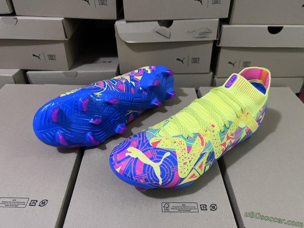 Puma Future Ultimate FG Firm Ground Soccer Cleats - Green/Blue/Pink
