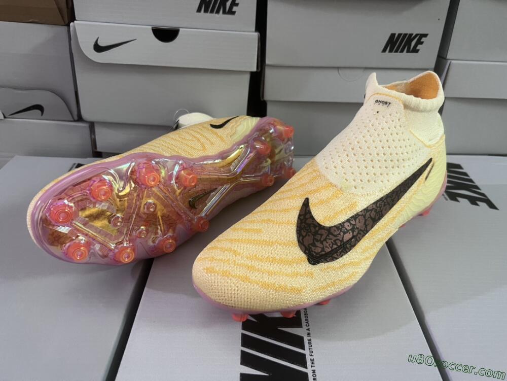 Nike Phantom GX Elite DF Link Blaze Pack FG Firm Ground Soccer Cleats - Citron Tint/Burgundy Crush