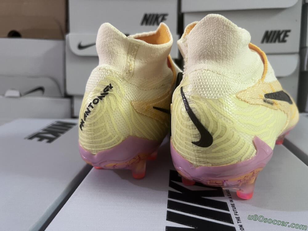 Nike Phantom GX Elite DF Link Blaze Pack FG Firm Ground Soccer Cleats - Citron Tint/Burgundy Crush