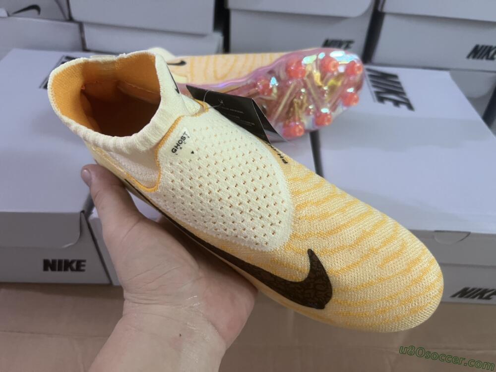 Nike Phantom GX Elite DF Link Blaze Pack FG Firm Ground Soccer Cleats - Citron Tint/Burgundy Crush