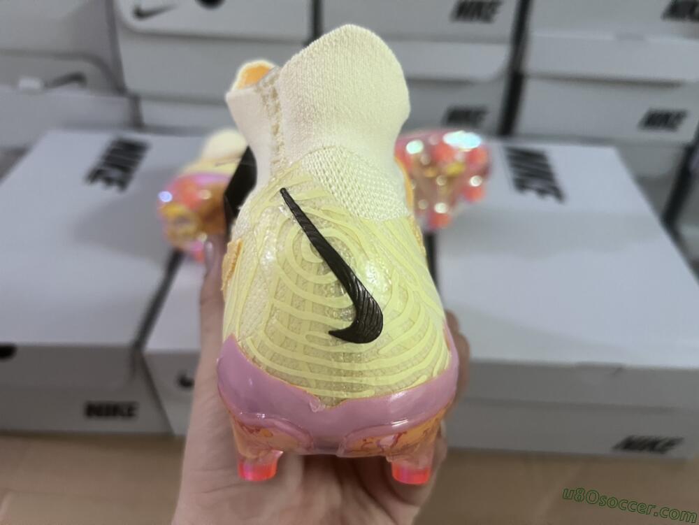 Nike Phantom GX Elite DF Link Blaze Pack FG Firm Ground Soccer Cleats - Citron Tint/Burgundy Crush