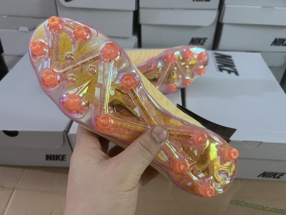 Nike Phantom GX Elite DF Link Blaze Pack FG Firm Ground Soccer Cleats - Citron Tint/Burgundy Crush