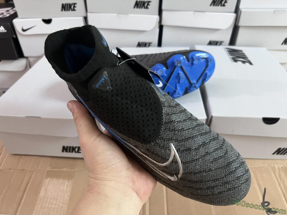 Nike Phantom GX Elite DF Link FG Firm Ground Soccer Cleats - Grey/Black/Blue