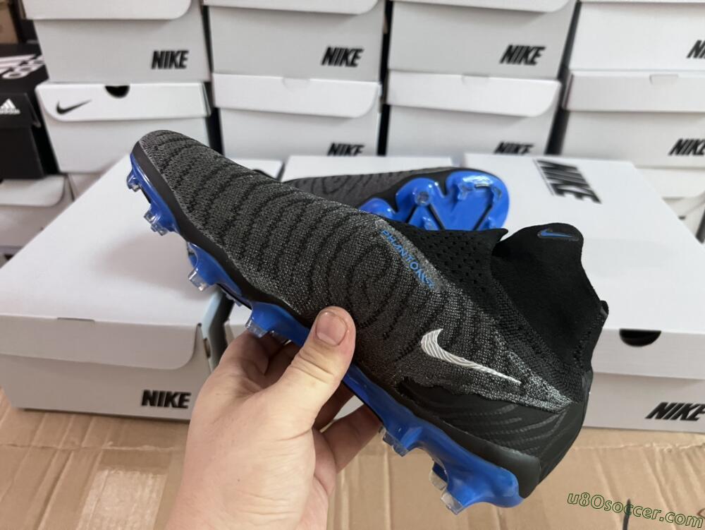 Nike Phantom GX Elite DF Link FG Firm Ground Soccer Cleats - Grey/Black/Blue